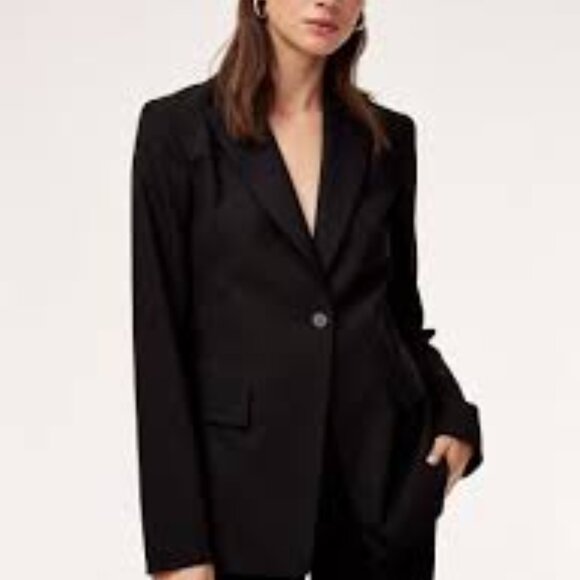 Aritzia Babaton Black One Button Blazer With Pockets Size 4 - Picture 1 of 8